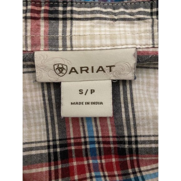 Ariat Women's Western Long Sleeve Metal Snap Button Small Plaid Shirt Red Gray - Picture 8 of 9